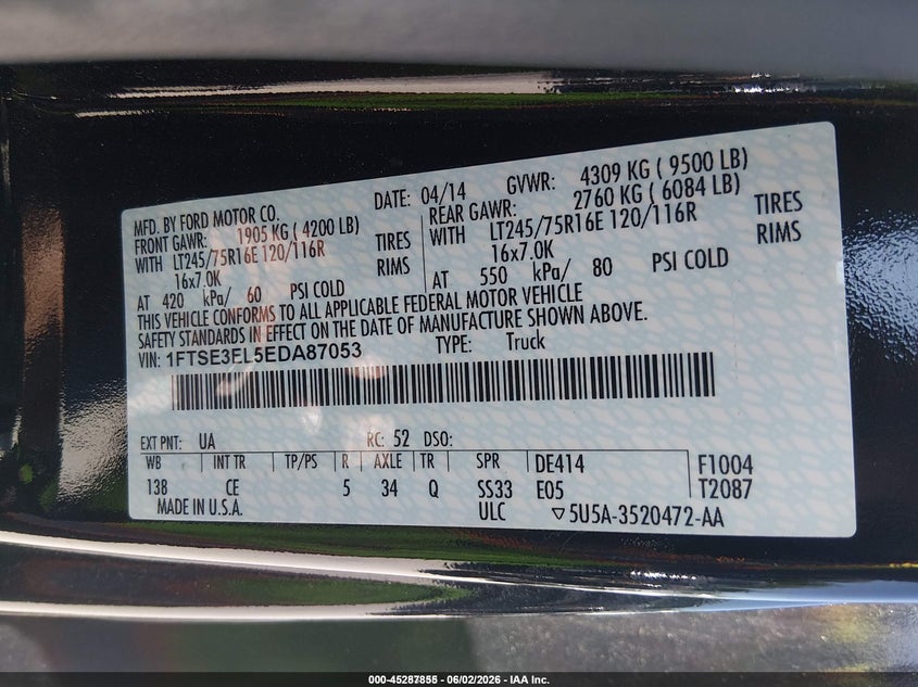 2014 Ford E-350 VIN 1FTSE3EL5EDA87053 IAAI salvage auction — NORMAL WEAR, Sf97 (Maryland), sold $7,700 on 2026-07-21 (photo 9)