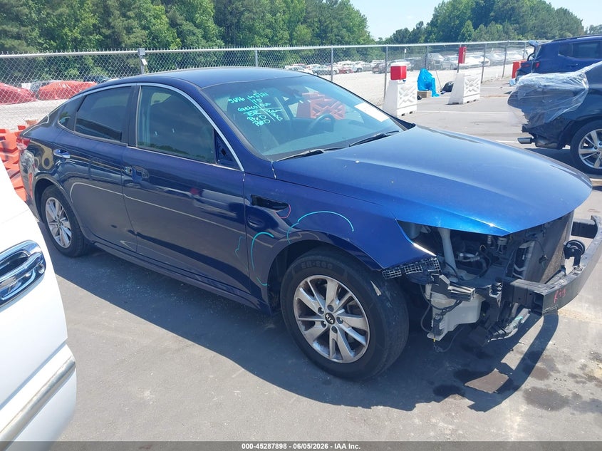 2019 Kia Optima VIN 5XXGT4L36KG277675 IAAI salvage auction — FRONT END, Salvage Title, sold $25 on 2026-07-22 (photo 1)