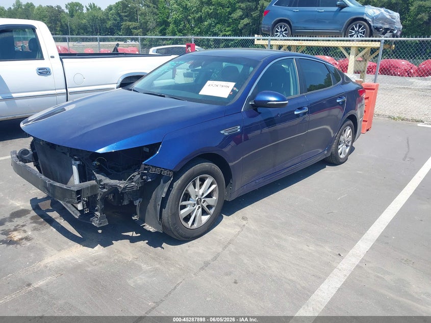 2019 Kia Optima VIN 5XXGT4L36KG277675 IAAI salvage auction — FRONT END, Salvage Title, sold $25 on 2026-07-22 (photo 2)