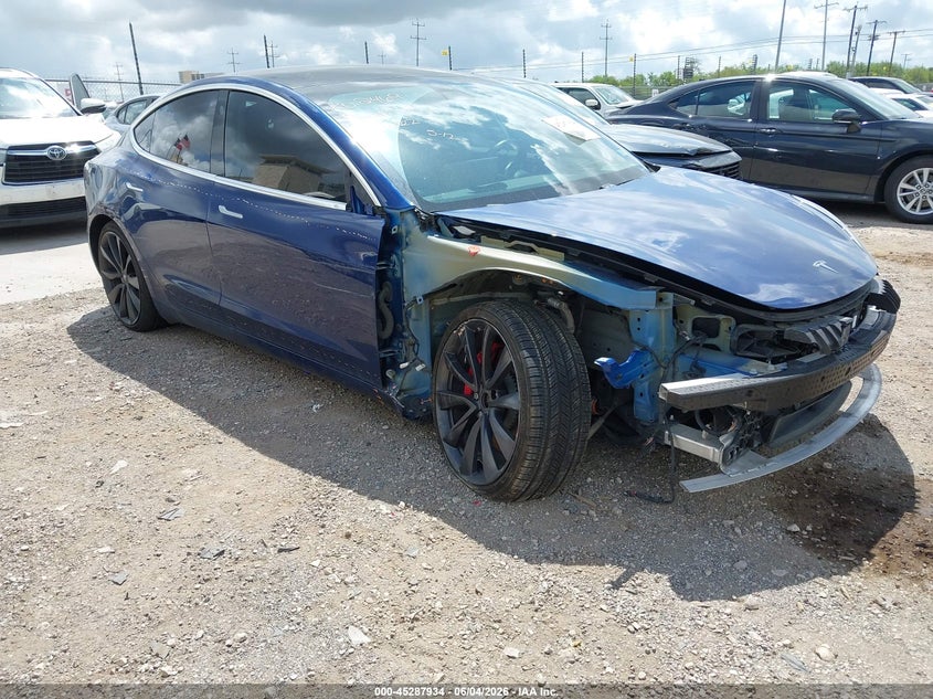 2020 Tesla Model 3 VIN 5YJ3E1ECXLF647048 IAAI salvage auction — RIGHT FRONT, Salvage Title, sold $7,750 on 2026-07-16 (photo 1)