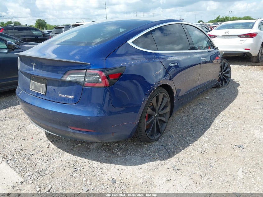 2020 Tesla Model 3 VIN 5YJ3E1ECXLF647048 IAAI salvage auction — RIGHT FRONT, Salvage Title, sold $7,750 on 2026-07-16 (photo 4)