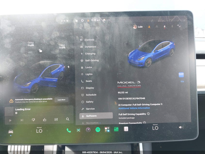 2020 Tesla Model 3 VIN 5YJ3E1ECXLF647048 IAAI salvage auction — RIGHT FRONT, Salvage Title, sold $7,750 on 2026-07-16 (photo 7)