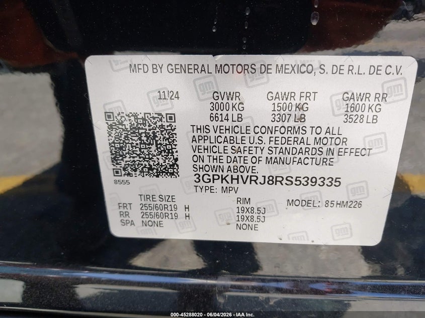 2024 Honda Prologue VIN 3GPKHVRJ8RS539335 IAAI salvage auction — LEFT REAR, Salvage Title, sold $8,100 on 2026-07-29 (photo 9)