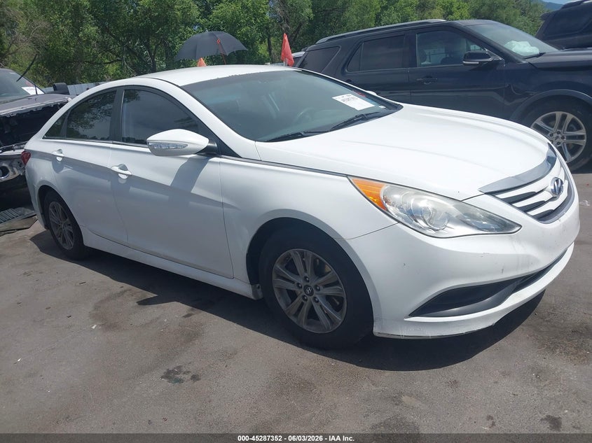 2014 Hyundai Sonata VIN 5NPEB4ACXEH885902 IAAI salvage auction — Front End, Salvage, sold $1,625 on 2026-07-08 (photo 1)