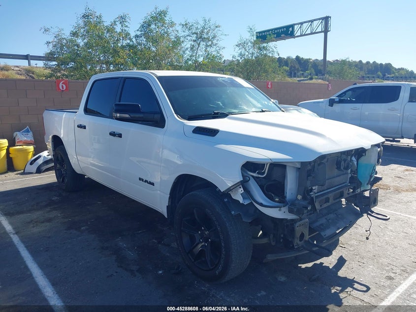 2023 Ram 1500 VIN 1C6RRFFG8PN635833 IAAI salvage auction — FRONT & REAR, Salvage Title, sold $8,600 on 2026-07-23 (photo 1)