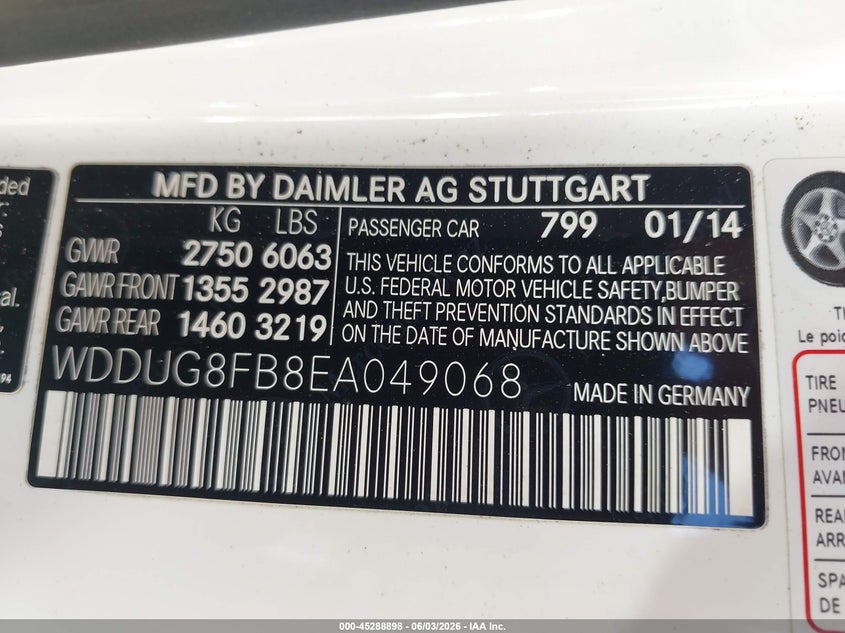 2014 Mercedes-benz S-klasse VIN WDDUG8FB8EA049068 IAAI salvage auction — FRONT END, Salvage Title, sold $8,975 on 2026-07-08 (photo 9)