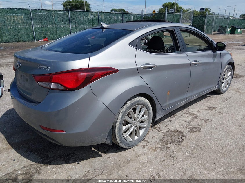 2015 Hyundai Elantra VIN KMHDH4AE7FU345261 IAAI salvage auction — REPOSSESSION, Salvage Title, sold $675 on 2026-07-10 (photo 4)
