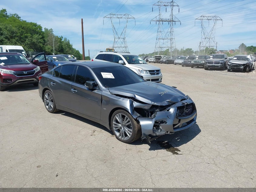 2018 Infiniti Q50 VIN JN1EV7AR8JM444107 IAAI salvage auction — RIGHT FRONT, Salvage Title, sold $2,150 on 2026-07-24 (photo 1)