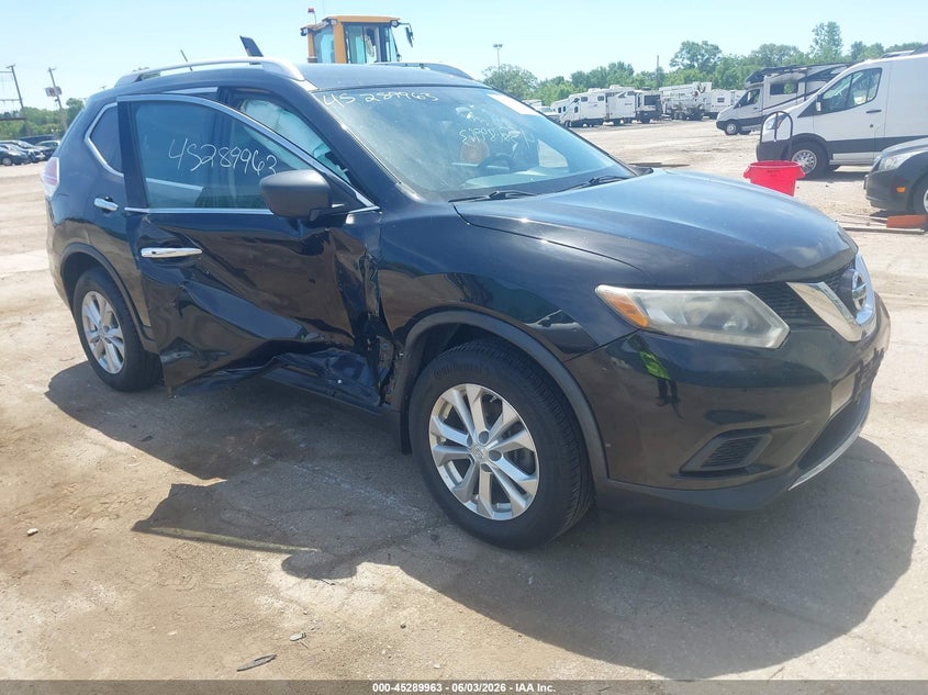 2016 Nissan Rogue VIN KNMAT2MV1GP596928 IAAI salvage auction — SIDE, Clear (Indiana), sold $1,000 on 2026-07-28 (photo 1)