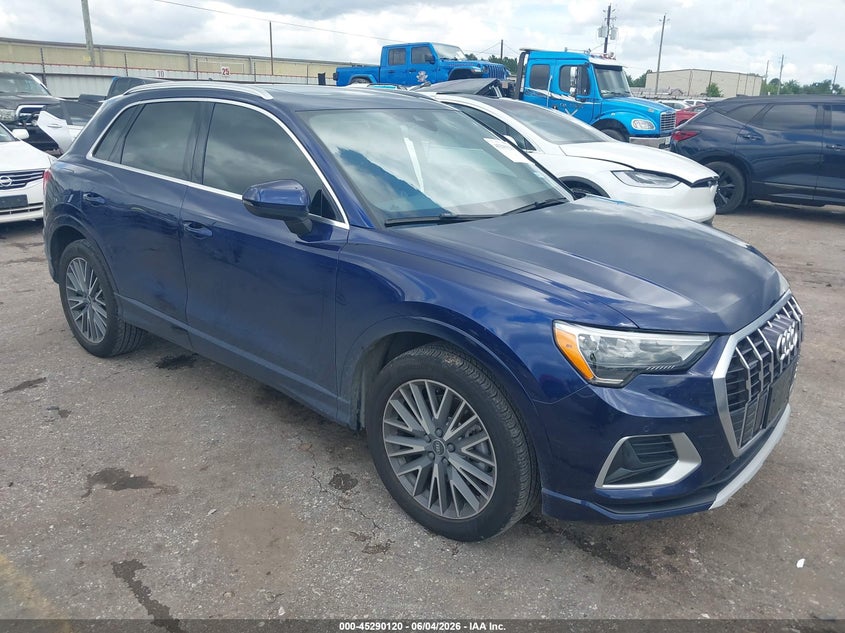 2021 Audi Q3 VIN WA1AUCF34M1081901 IAAI salvage auction — LEFT SIDE, Original (Texas), sold $7,000 on 2026-07-29 (photo 1)