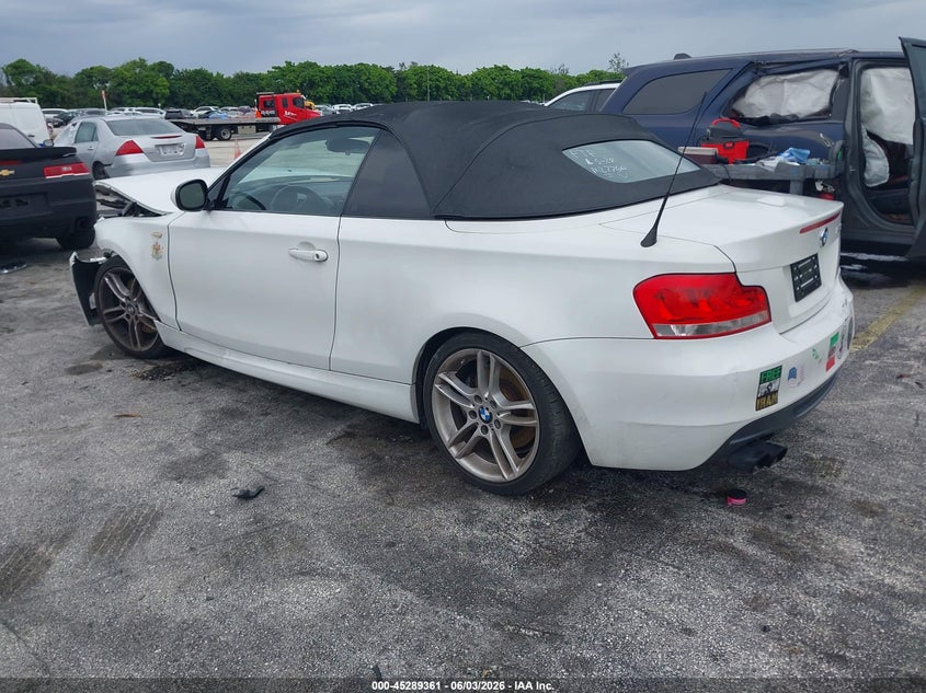 2013 BMW 1er VIN WBAUN7C58DVM27760 IAAI salvage auction — NORMAL WEAR, Clear (Florida), sold $925 on 2026-07-09 (photo 3)