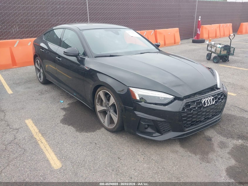 2021 Audi A5 VIN WAUFACF51MA045389 IAAI salvage auction — LEFT FRONT, Salvage Title, sold $9,200 on 2026-07-13 (photo 1)