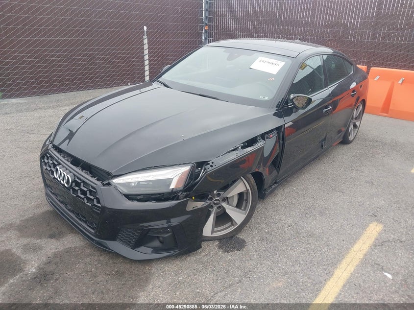 2021 Audi A5 VIN WAUFACF51MA045389 IAAI salvage auction — LEFT FRONT, Salvage Title, sold $9,200 on 2026-07-13 (photo 2)