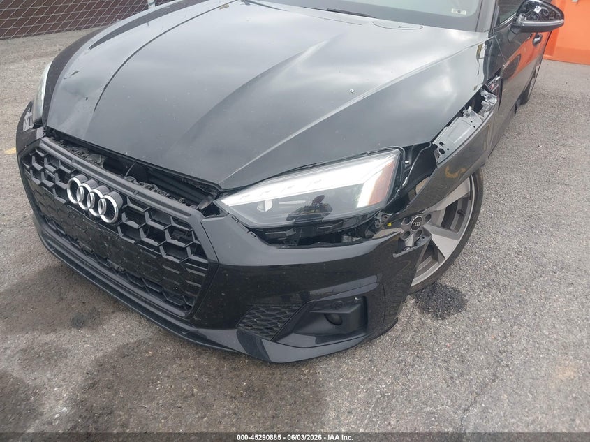 2021 Audi A5 VIN WAUFACF51MA045389 IAAI salvage auction — LEFT FRONT, Salvage Title, sold $9,200 on 2026-07-13 (photo 6)
