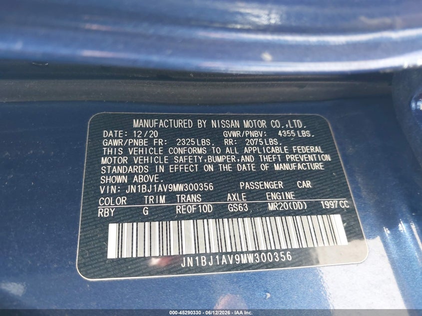 2021 Nissan Rogue VIN JN1BJ1AV9MW300356 IAAI salvage auction — HAIL, Salvage (Ohio), sold $4,425 on 2026-07-28 (photo 9)
