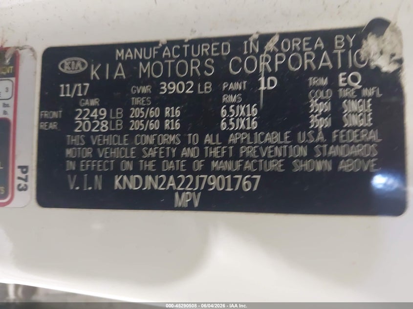 2018 Kia Soul VIN KNDJN2A22J7901767 IAAI salvage auction — FRONT END, Salvage Title, sold $1,475 on 2026-07-29 (photo 9)