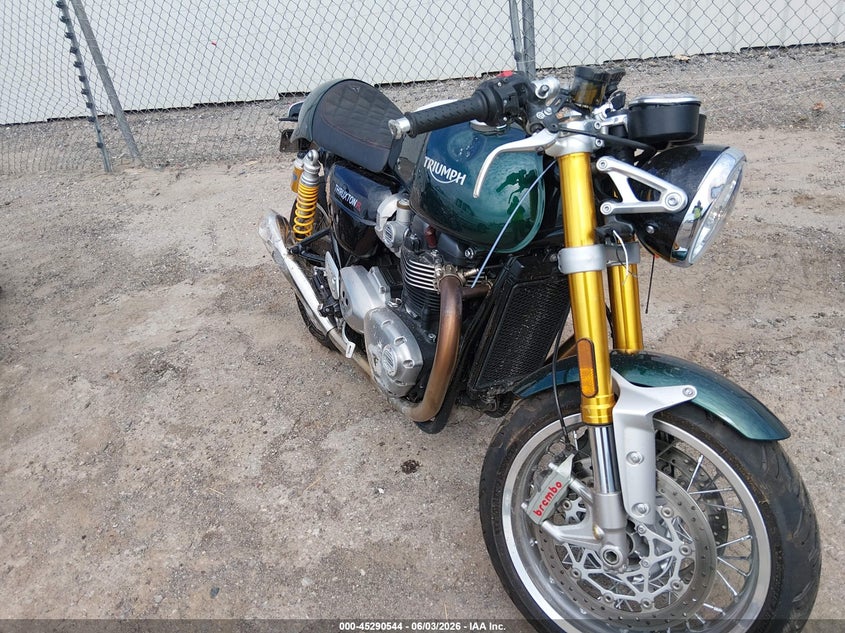 2019 Triumph motorcycle Thruxton VIN SMTD21HF0KT913838 IAAI salvage auction — SIDE, Clear (Oklahoma), sold $2,350 on 2026-07-28 (photo 1)