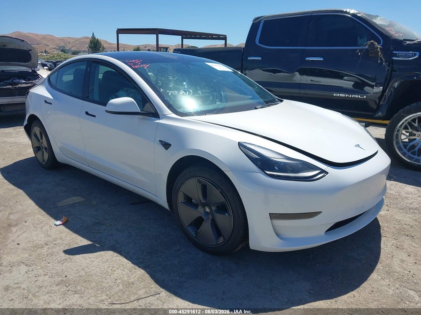 2023 Tesla Model 3 VIN 5YJ3E1EA3PF400216 IAAI salvage auction — REAR END, Salvage Title, sold $8,800 on 2026-07-16 (photo 1)