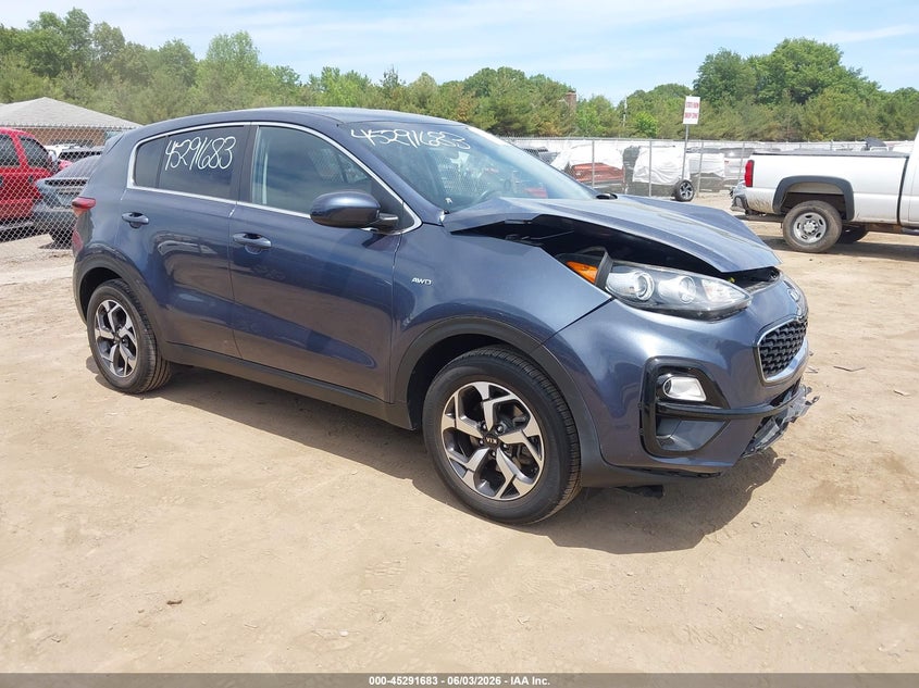 2020 Kia Sportage VIN KNDPMCAC1L7679253 IAAI salvage auction — FRONT END, Salvage Title, sold $2,750 on 2026-07-28 (photo 1)