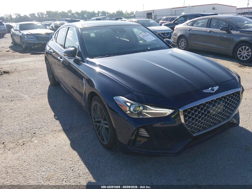 2019 Genesis G70 VIN KMTG34LA1KU012365 IAAI salvage auction — WATER/FLOOD, Salvage (Texas), sold $1,600 on 2026-07-28 (photo 1)