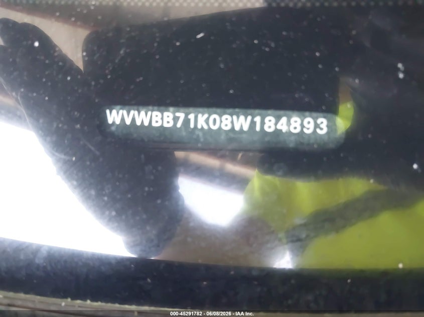 2008 Volkswagen Golf VIN WVWBB71K08W184893 IAAI salvage auction — NORMAL WEAR, Clear - Dealer Only (California), sold $475 on 2026-07-07 (photo 9)