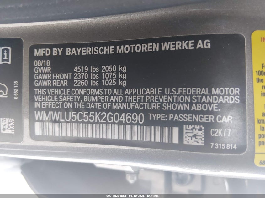 2019 Mini Clubman VIN WMWLU5C55K2G04690 IAAI salvage auction — REAR END, Salvage (Minnesota), sold $1,950 on 2026-08-10 (photo 9)