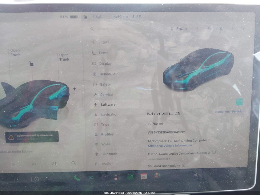 2023 Tesla Model 3 VIN 5YJ3E1EA8PF641592 IAAI salvage auction — SIDE, Salvage Title, sold $7,400 on 2026-07-11 (photo 7)