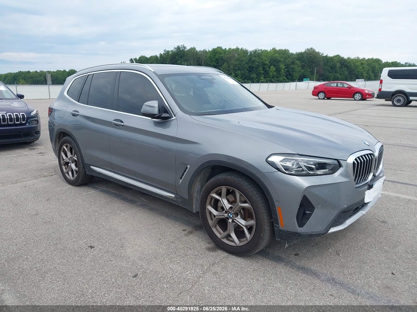 2023 BMW X3 VIN 5UX53DP00P9S55312 IAAI salvage auction — FRONT END, Salvage (Indiana), sold $9,300 on 2026-07-30 (photo 1)