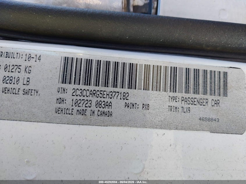 2014 Chrysler 300 VIN 2C3CCARG5EH377182 IAAI salvage auction — REAR END, Salvage Title, sold $400 on 2026-10-13 (photo 9)