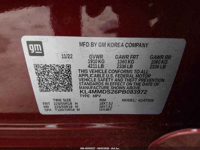 2023 Buick Encore gx VIN KL4MMDS26PB083972 IAAI salvage auction — LEFT FRONT, Salvage Title, sold $4,400 on 2026-07-09 (photo 9)