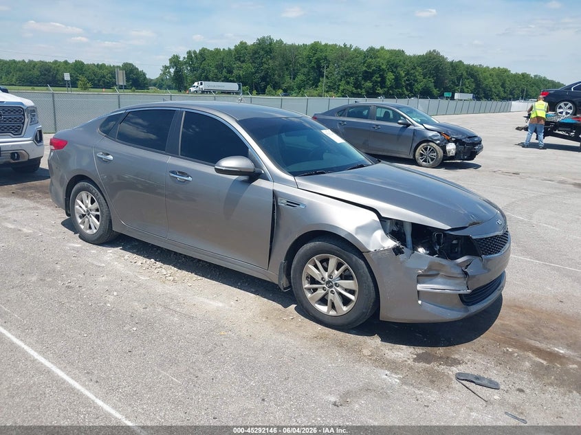 2016 Kia Optima VIN 5XXGT4L3XGG026195 IAAI salvage auction — FRONT END, Salvage Title, sold $450 on 2026-07-23 (photo 1)