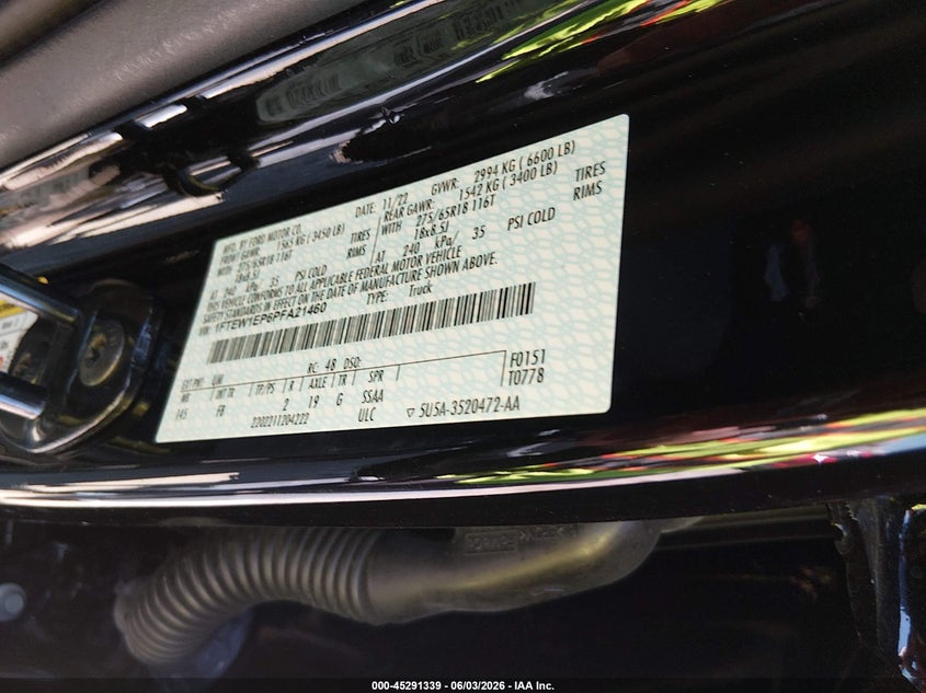 2023 Ford F-150 VIN 1FTEW1EP6PFA21460 IAAI salvage auction — SIDE, Salvage Title, sold $12,100 on 2026-07-31 (photo 9)