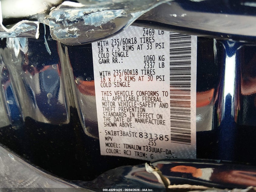 2026 Nissan Rogue VIN 5N1BT3BA5TC831385 IAAI salvage auction — LEFT SIDE, Salvage (Louisiana), sold $8,600 on 2026-07-29 (photo 9)