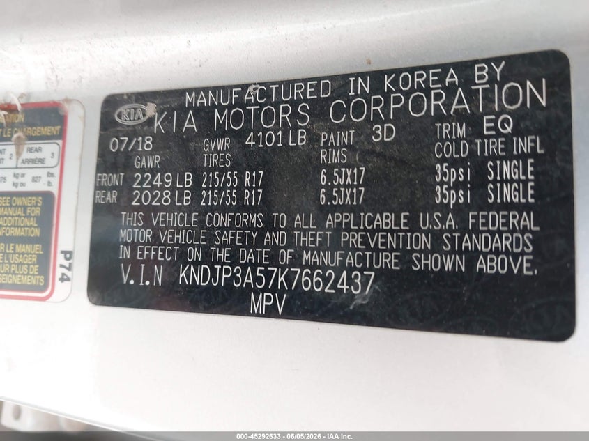 2019 Kia Soul VIN KNDJP3A57K7662437 IAAI salvage auction — FRONT END, Salvage Title, sold $1,500 on 2026-07-14 (photo 9)