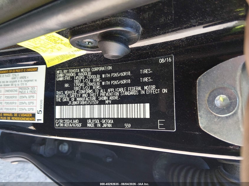 2017 Lexus Gx VIN JTJBM7FX8H5151559 IAAI salvage auction — SIDE, Salvage Title, sold $14,700 on 2026-07-22 (photo 6)