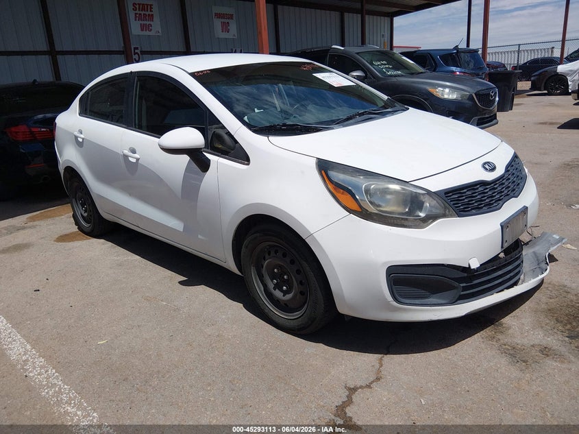 2013 Kia Rio VIN KNADM4A33D6291440 IAAI salvage auction — LEFT FRONT, Salvage Title, sold $200 on 2026-07-22 (photo 1)