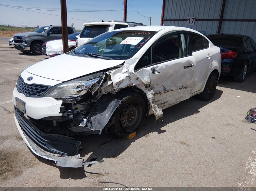 2013 Kia Rio VIN KNADM4A33D6291440 IAAI salvage auction — LEFT FRONT, Salvage Title, sold $200 on 2026-07-22 (photo 2)