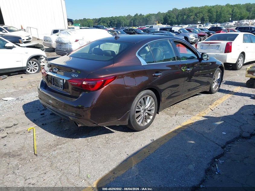 2020 Infiniti Q50 VIN JN1EV7ARXLM250438 IAAI salvage auction — LEFT SIDE, Salvage (Georgia), sold $9,450 on 2026-07-15 (photo 4)