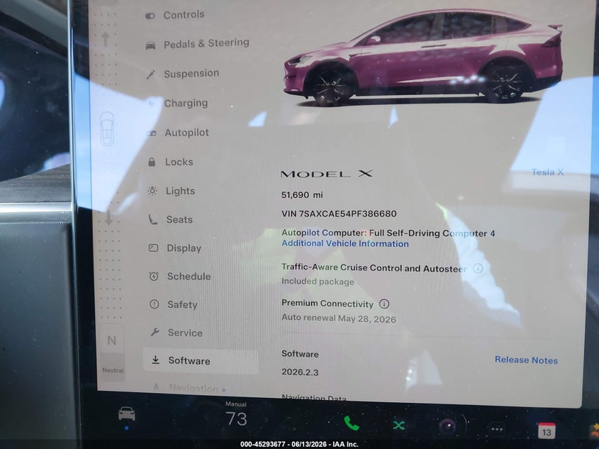 2023 Tesla Model x VIN 7SAXCAE54PF386680 IAAI salvage auction — LEFT FRONT, Original (Texas), sold $30,500 on 2026-08-20 (photo 7)