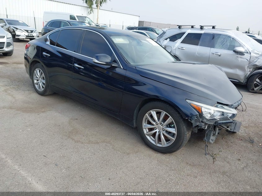 2015 Infiniti Q50 VIN JN1BV7AP5FM354695 IAAI salvage auction — LEFT FRONT, Salvage Title, sold $1,050 on 2026-07-13 (photo 1)