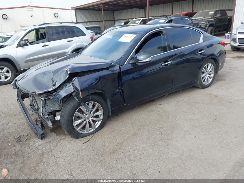 2015 Infiniti Q50 VIN JN1BV7AP5FM354695 IAAI salvage auction — LEFT FRONT, Salvage Title, sold $1,050 on 2026-07-13 (photo 2)