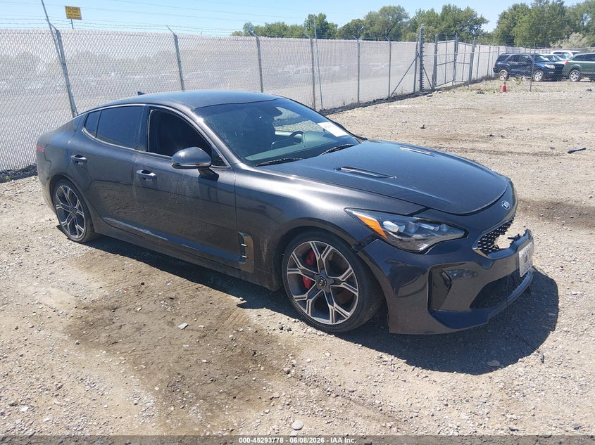 2020 Kia Stinger VIN KNAE35LC8L6080761 IAAI salvage auction — FRONT END, Salvage (Montana), sold $4,950 on 2026-07-31 (photo 1)