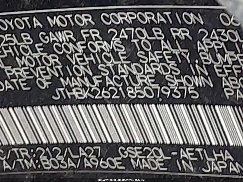 2008 Lexus Is VIN JTHBK262185079375 IAAI salvage auction — BIOHAZARD/CHEMICAL, Salvage (Texas), sold $100 on 2026-07-07 (photo 8)
