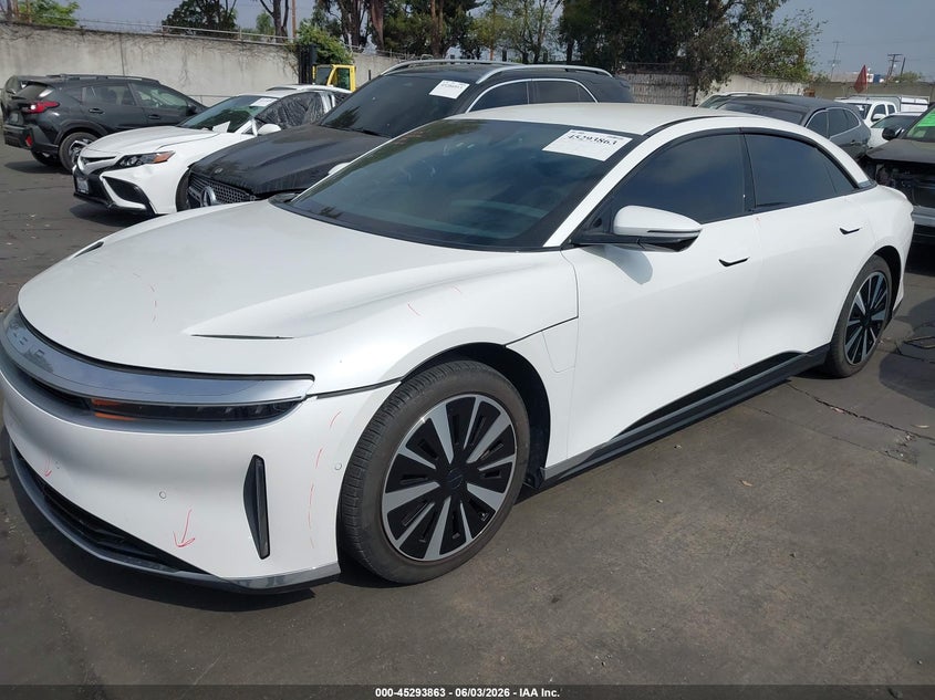 2023 Lucid Air VIN 50EA1PFA7PA007179 IAAI salvage auction — RIGHT SIDE, Salvage Title, sold $15,750 on 2026-07-15 (photo 2)