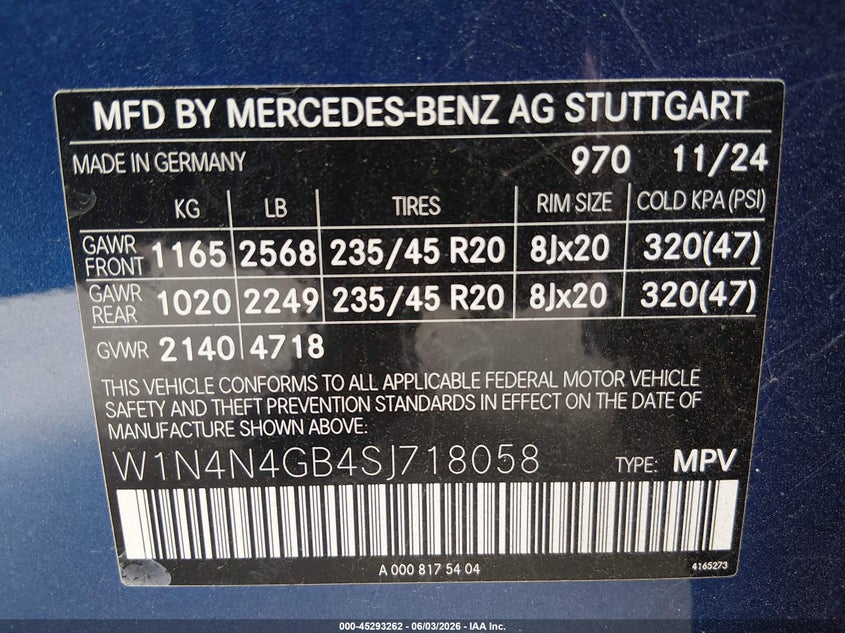 2025 Mercedes-benz Gla-klasse VIN W1N4N4GB4SJ718058 IAAI salvage auction — REAR END, Salvage Title, sold $16,800 on 2026-07-28 (photo 9)
