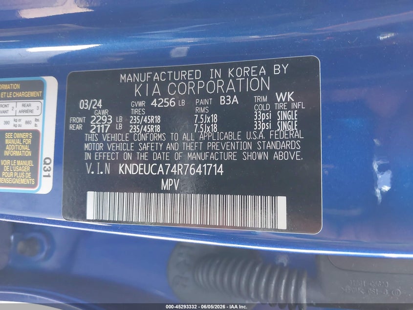 2024 Kia Seltos VIN KNDEUCA74R7641714 IAAI salvage auction — RIGHT SIDE, Salvage (California), sold $5,925 on 2026-07-29 (photo 9)