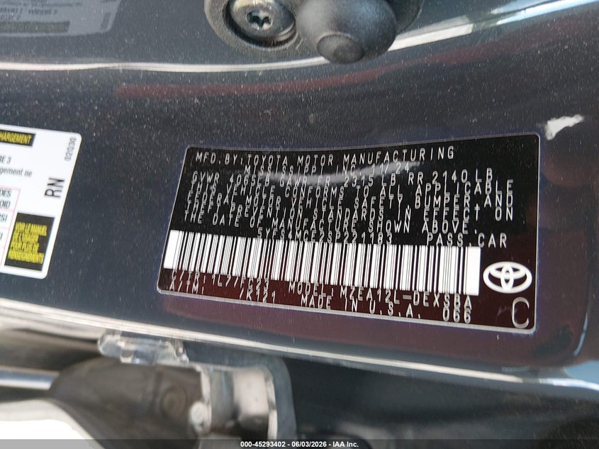2025 Toyota Corolla VIN 5YFS4MCE2SP221183 IAAI salvage auction — LEFT FRONT, Salvage Title, sold $3,550 on 2026-07-29 (photo 9)
