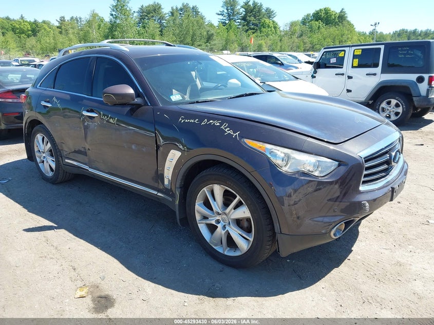 2012 Infiniti Fx VIN JN8AS1MW9CM155960 IAAI salvage auction — RIGHT SIDE, Salvage (Massachusetts), sold $825 on 2026-07-10 (photo 1)