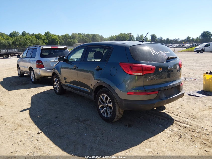 2014 Kia Sportage VIN KNDPB3AC9E7562416 IAAI salvage auction — NORMAL WEAR, Clear (Tennessee), sold $1,350 on 2026-07-08 (photo 3)