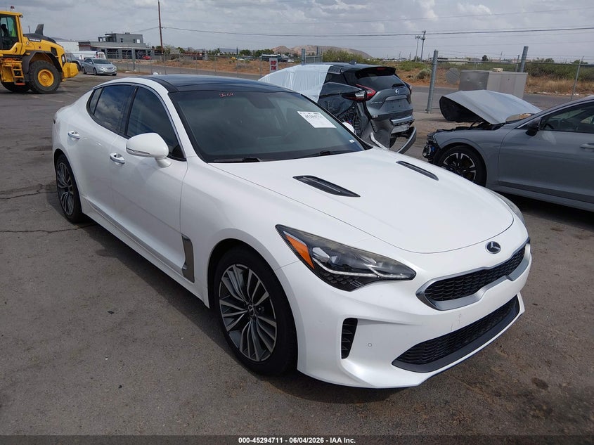 2018 Kia Stinger VIN KNAE25LA0J6034310 IAAI salvage auction — SIDE, Salvage (New Mexico), sold $7,100 on 2026-07-22 (photo 1)